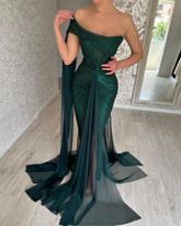 Gorgeous Long Dark Green Mermaid Sleeveless Prom Dresses With Slit